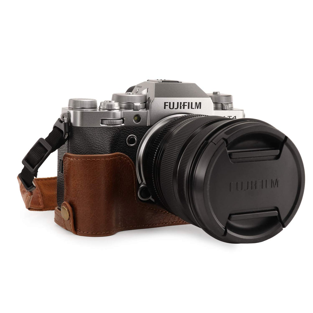 MegaGear MG1924 Ever Ready Kameratasche aus Echtleder, für Fujifilm X-T4, Braun, Braun