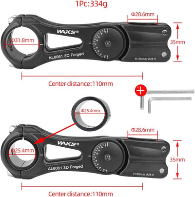 CYSKY Fahrrad Vorbau Universal 31,8mm und 25,4mm verstellbar ± 90 Grad 90mm 110mm 145mm MTB Vorbau F