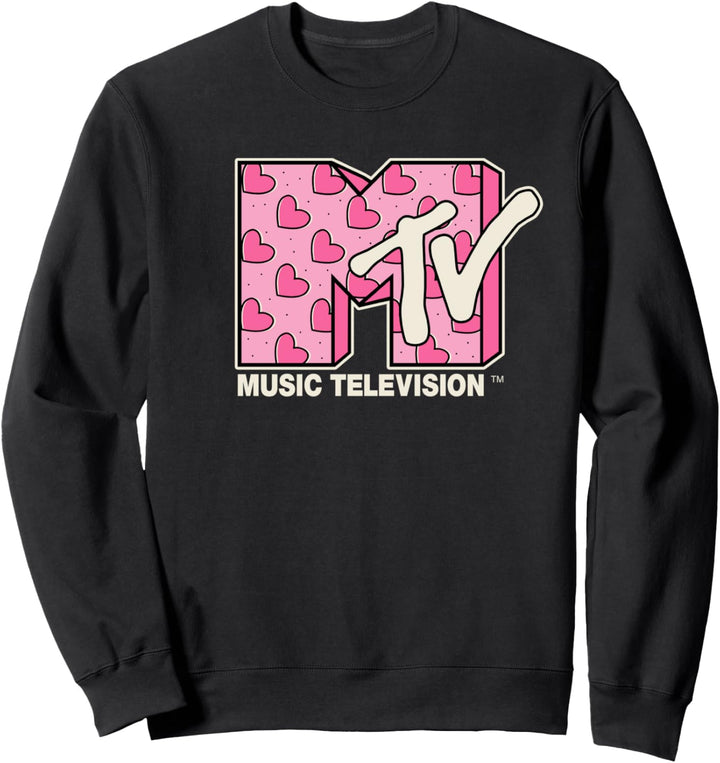 MTV Music Television Valentinstag Heart Pattern Fill Sweatshirt
