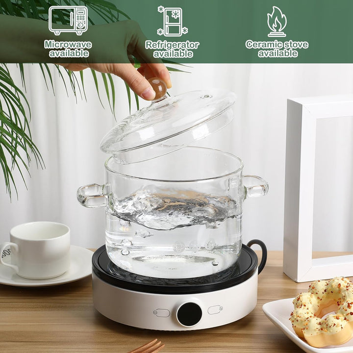 Yardwe Auflaufform Klarer Glas Topf Glaspan Hitzebest?ndige Glaskochtopf Suppentopf Für Küchenrestau