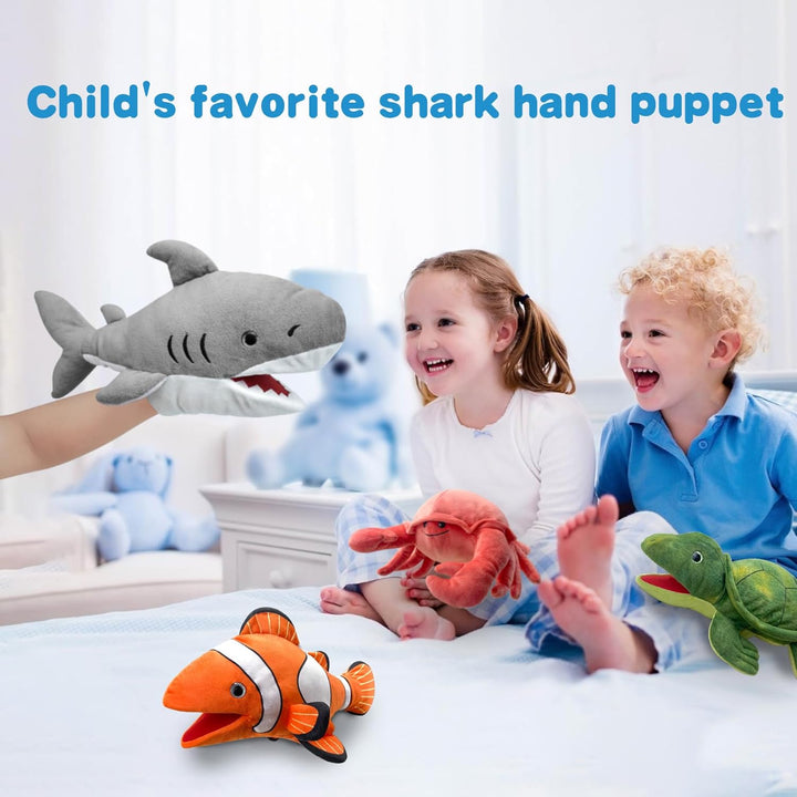 Das Leben ist eine Puppe, die mit einem bunten und beweglichen Mund gefüllt ist De-shark, De-shark