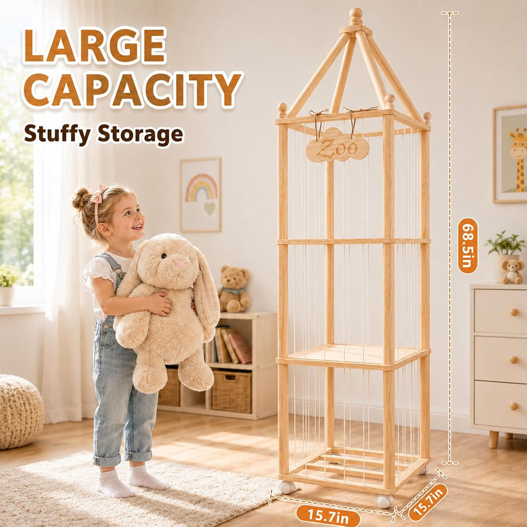 Kuscheltier Aufbewahrung Kinderzimmer 146x42x32cm, 360° Drehbar Kinder Spielzeug Organizer Regal, Gr
