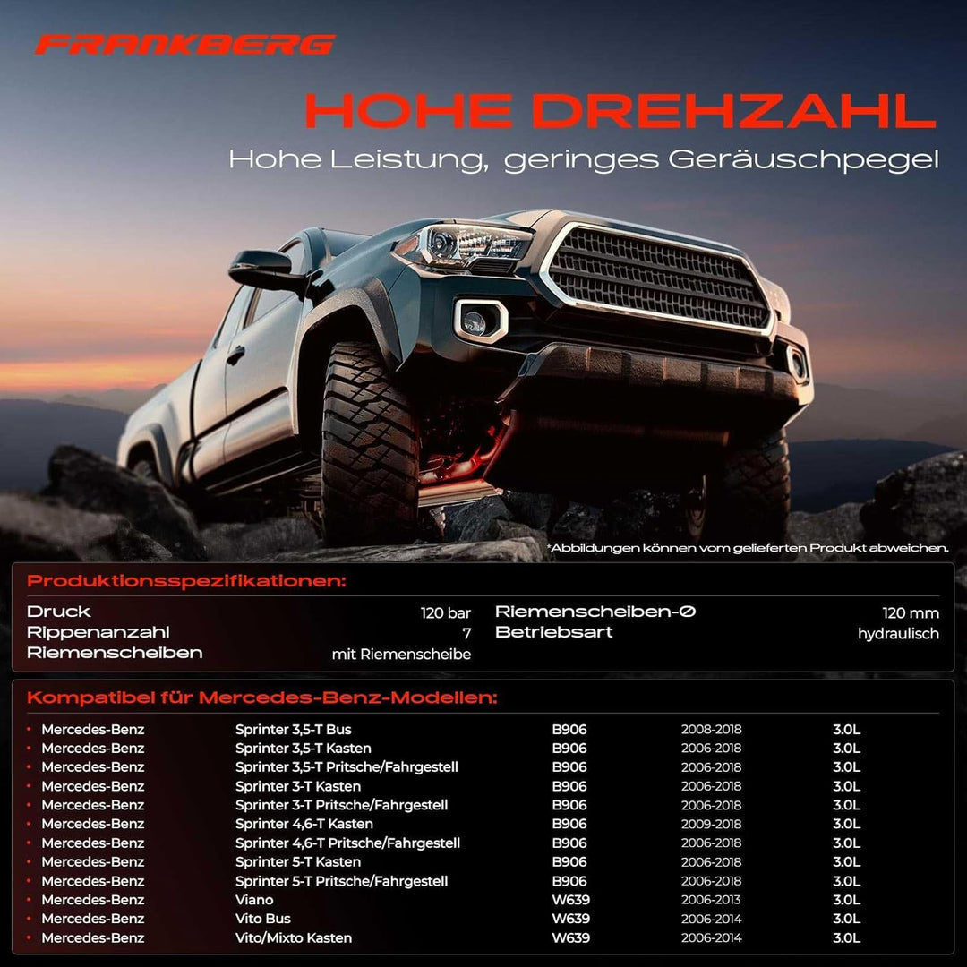 Frankberg Servopumpe hydraulisch Lenkung Kompatibel mit Sprinter 3 5-T 906 318 319 3.0L 2006-2019 Vi