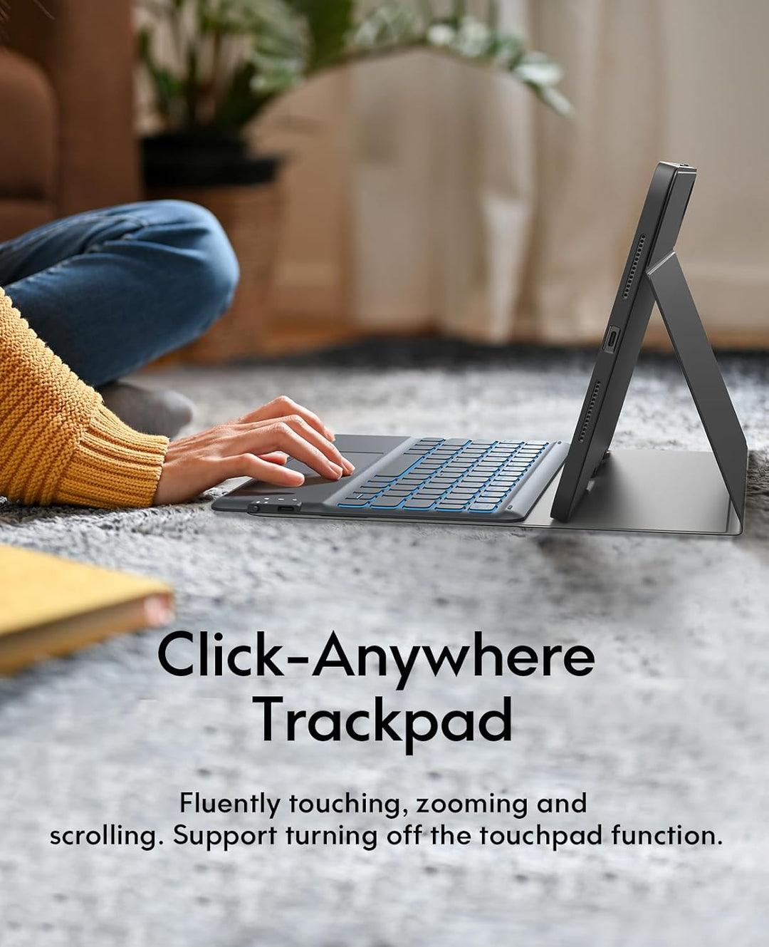 Earto Nur für iPad Pro 2024 Hülle mit Tastatur 11 Zoll, Multi Touch Trackpad, 19 mm Breites Tastenka