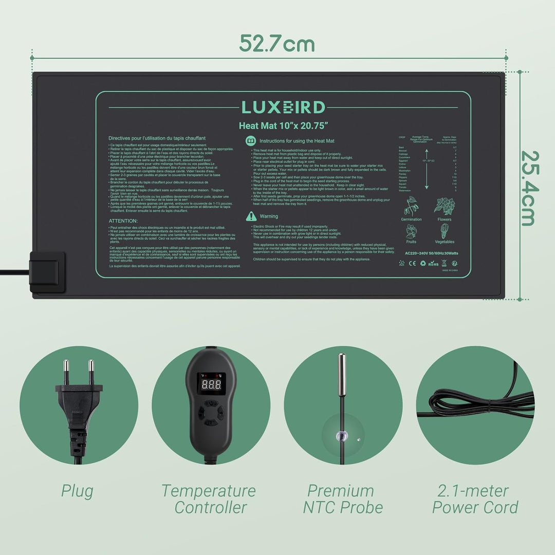 Luxbird Heizmatte mit Thermostat Zimmergewächshaus Wärmematte Reptil Dragon Temperatur Heizkissen Am
