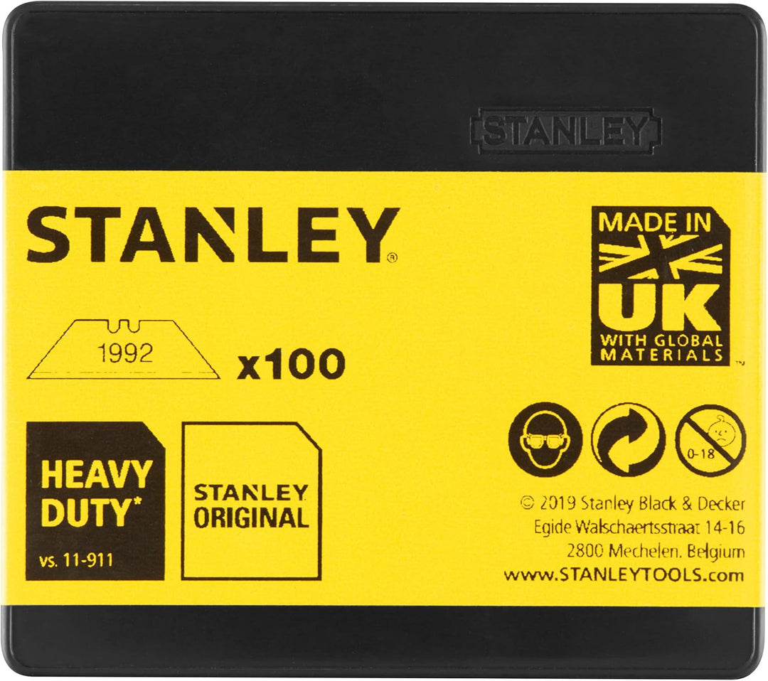 Stanley Trapezklingen 1992 (ohne Lochung, 62mm Klingenlänge, für allgemeine & schwere Schneidarbeite