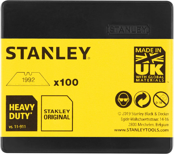Stanley Trapezklingen 1992 (ohne Lochung, 62mm Klingenlänge, für allgemeine & schwere Schneidarbeite