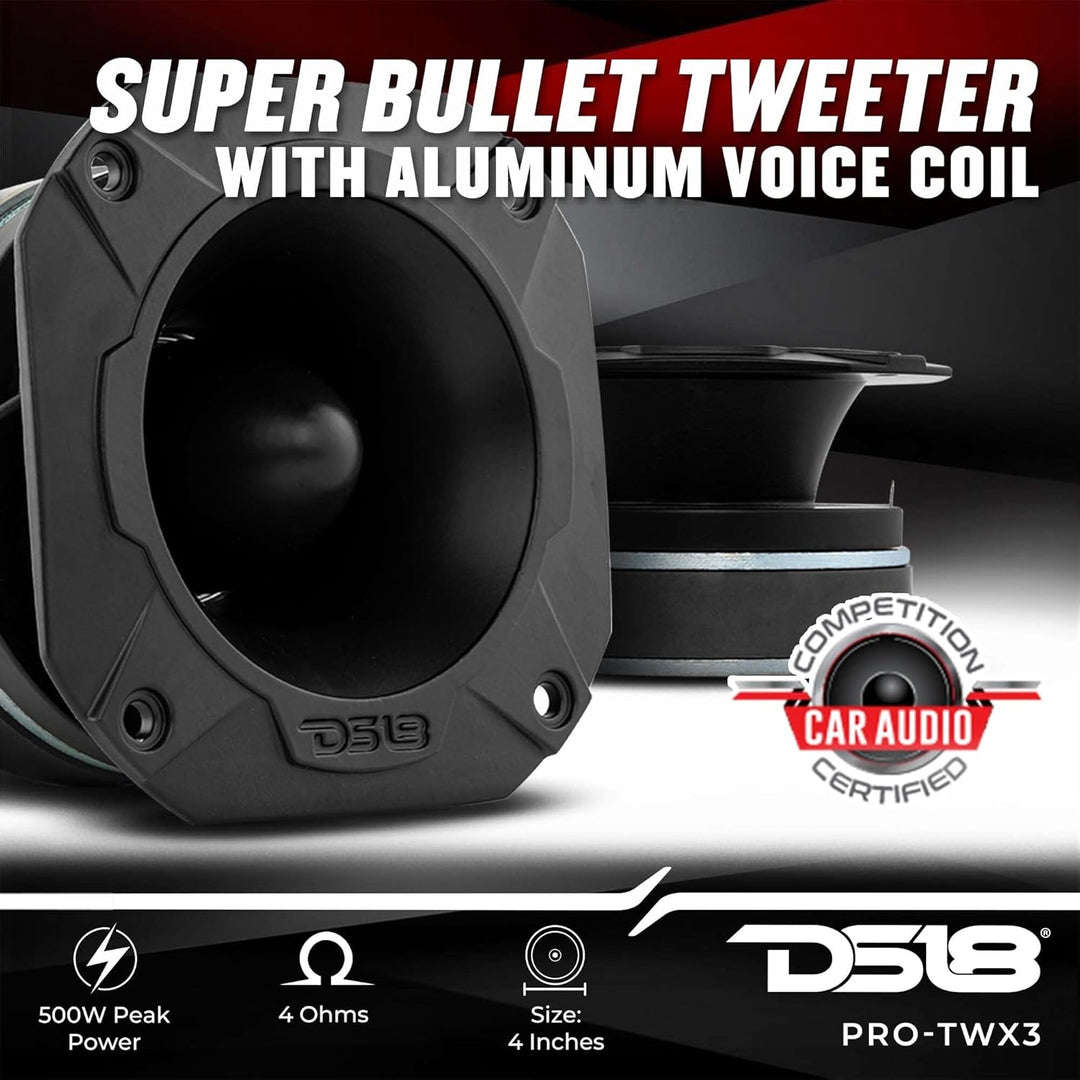 DS18 PRO-TWX3 10,2 cm Super Bullet Hochtöner 480 Watt 3,8 cm Aluminium 4 Ohm Vc – Pro Hochtöner sind