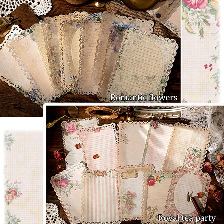 60 Blätter Spitze Kanten Scrapbook Zubehör, 6 Pack Vintage Scrapbook Papier für Bullet Journaling Zu