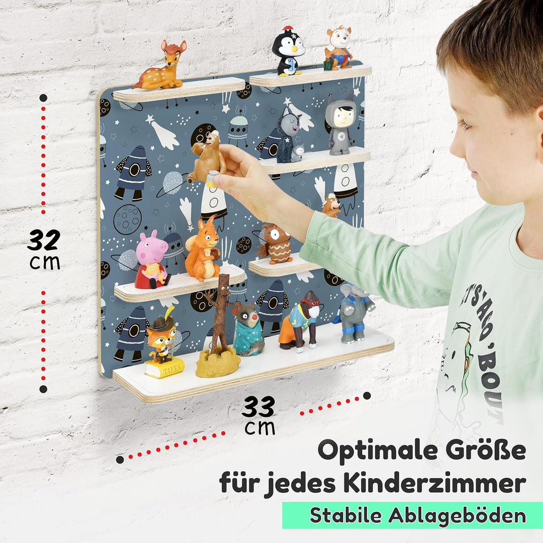 stadtecken Holzregal für Musikbox – Passend für Toniebox & ca. 35 Tonies | Perfekte Aufbewahrung für