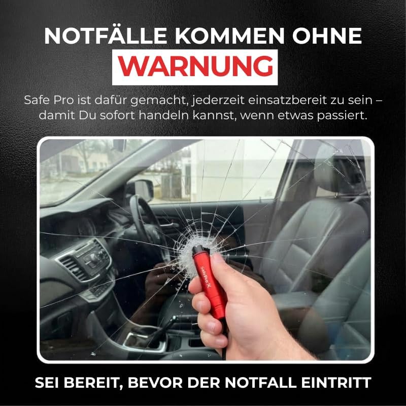 Notfallhammer Auto mit Gurtschneider - Lebensrettender Kompakt Federkörner Glasbrecher - Sicherheit