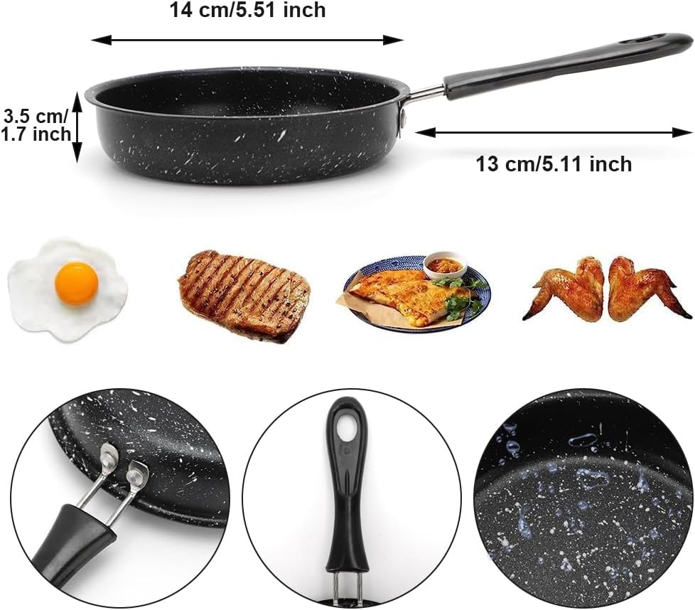 RANJIMA Mini Pfanne, Ø 16cm Klein Pfanne Antihaft Induktionspfanne mit Hitzebeständig Griff, Antihaf
