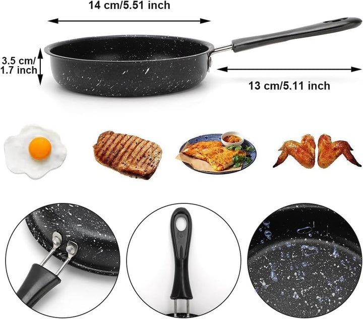 RANJIMA Mini Pfanne, Ø 16cm Klein Pfanne Antihaft Induktionspfanne mit Hitzebeständig Griff, Antihaf