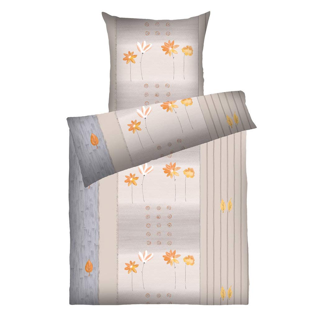 Dyckhoff Weichfrottier Bettwäsche Annabell beige/orange 1 Bettbezug 155 x 200 cm + 1 Kissenbezug 80