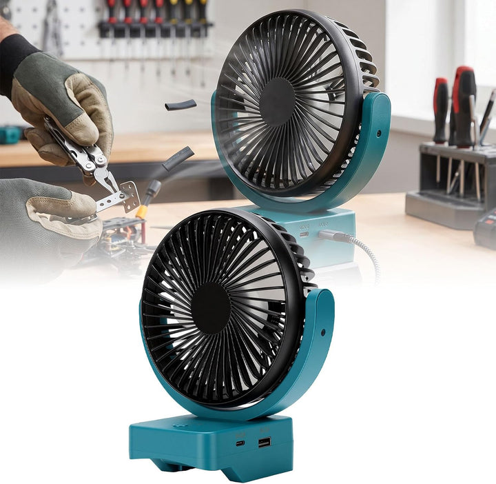 Sxhlseller 20-V-Baustellenventilator mit Bürstenlosem Motor | Tragbarer Ventilator mit 360°-Drehung