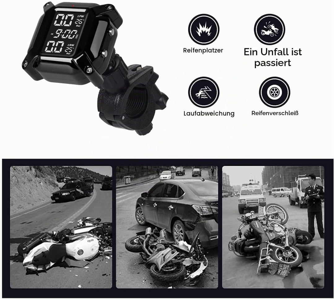 ESLOYSUN Motorrad Drahtloses Reifendruckkontrollsystem, USB wiederaufladbares TPMS für Motorräder mi