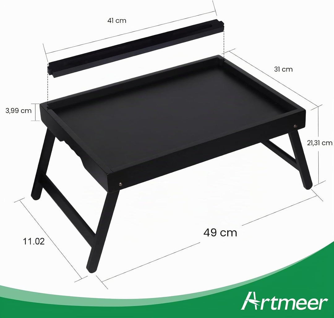 Bett Tablett Tisch mit faltbaren Beinen, Bambus Frühstück Food Tablett mit Media Slot, Verwendung al
