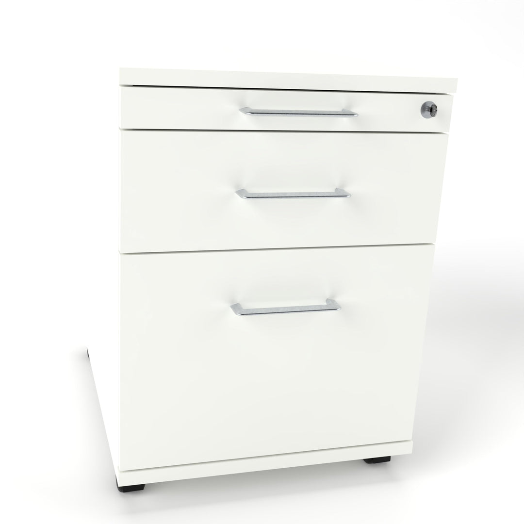 Rollcontainer CADI 43×58×59 cm – abschliessbarer Bürocontainer in Weiss mit Orga-, Universal- und Hä