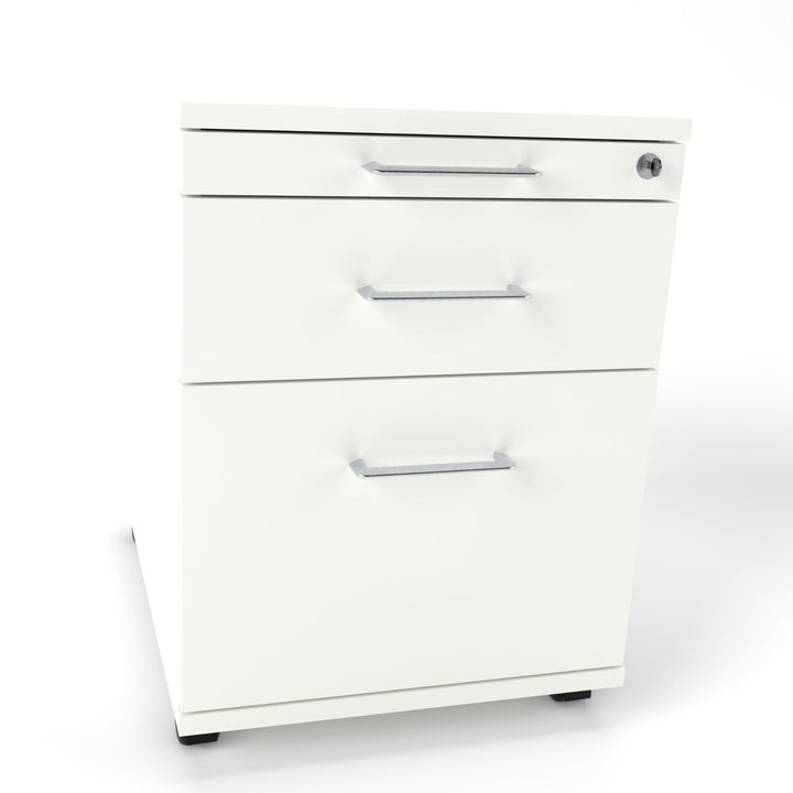 Rollcontainer CADI 43×58×59 cm – abschliessbarer Bürocontainer in Weiss mit Orga-, Universal- und Hä