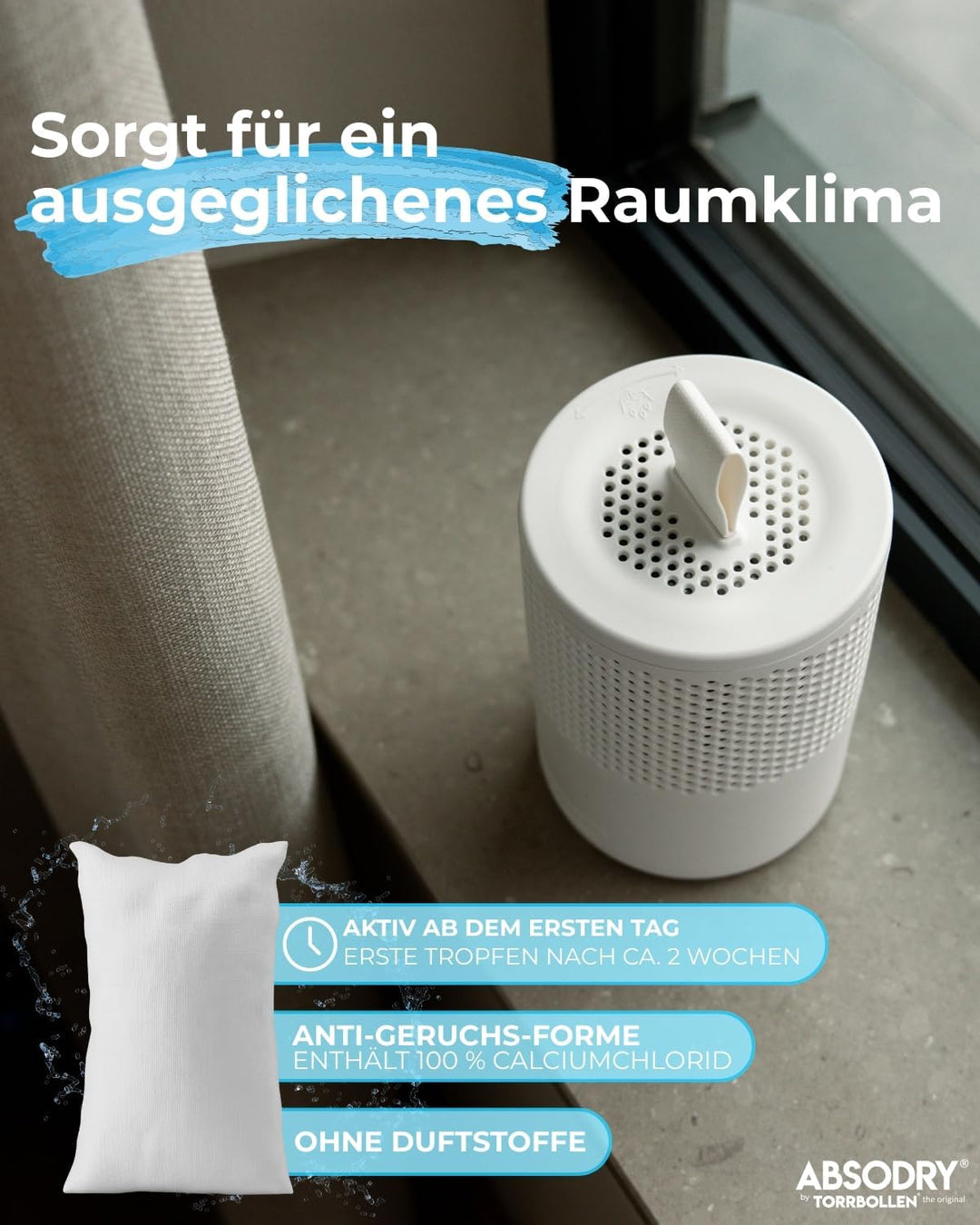 AbsoDry - Luftentfeuchter Nachfüllpack 4x300g - AbsoDry kompatibel - Verhindert Geruch &amp; bindet Feuc