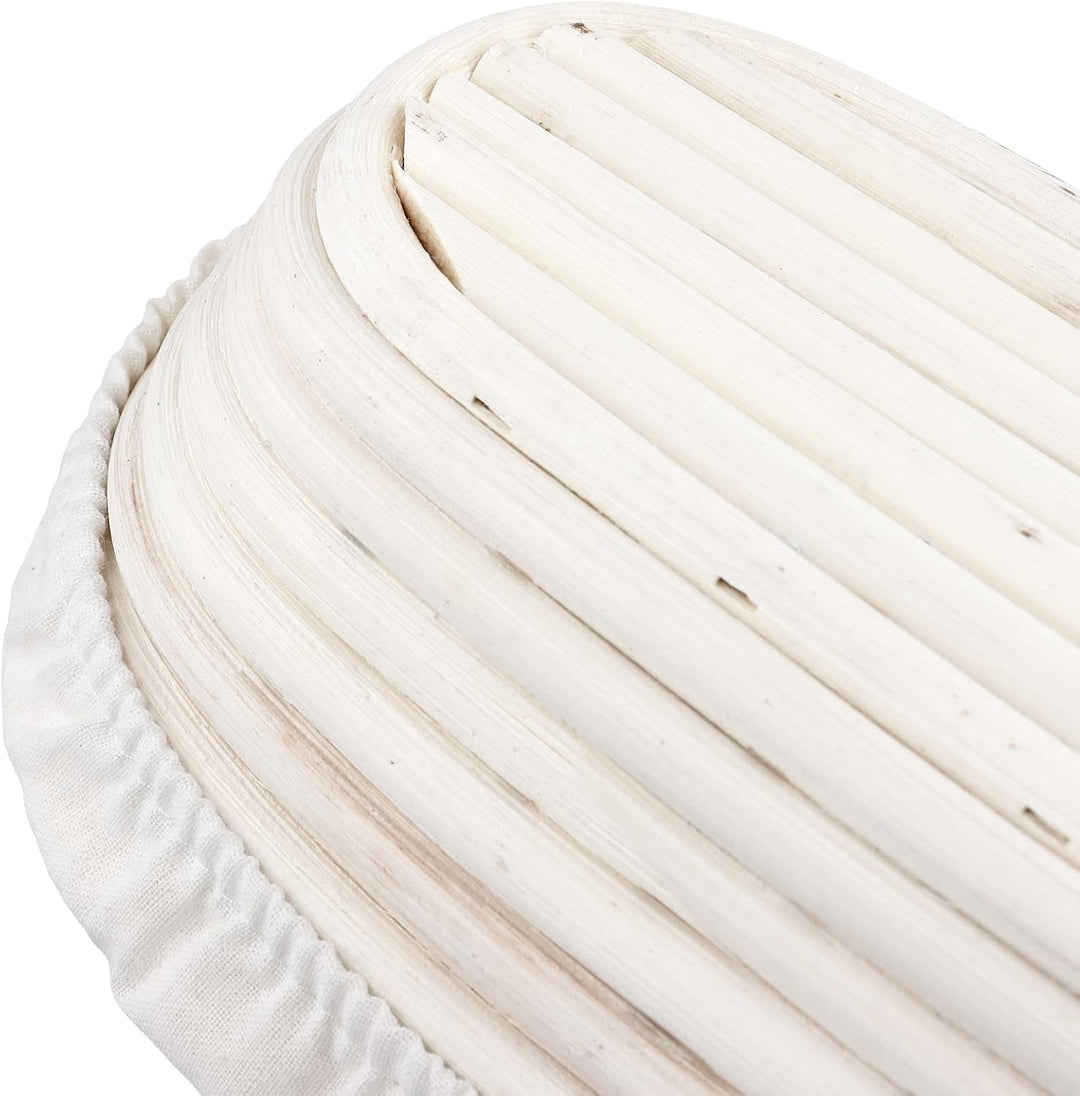 2 Stück Gärkörbchen Oval 25x15x8 cm, Rattan Brot Gärkorb mit Leineneinsatz, Brotgärkörbe Set Brotbac