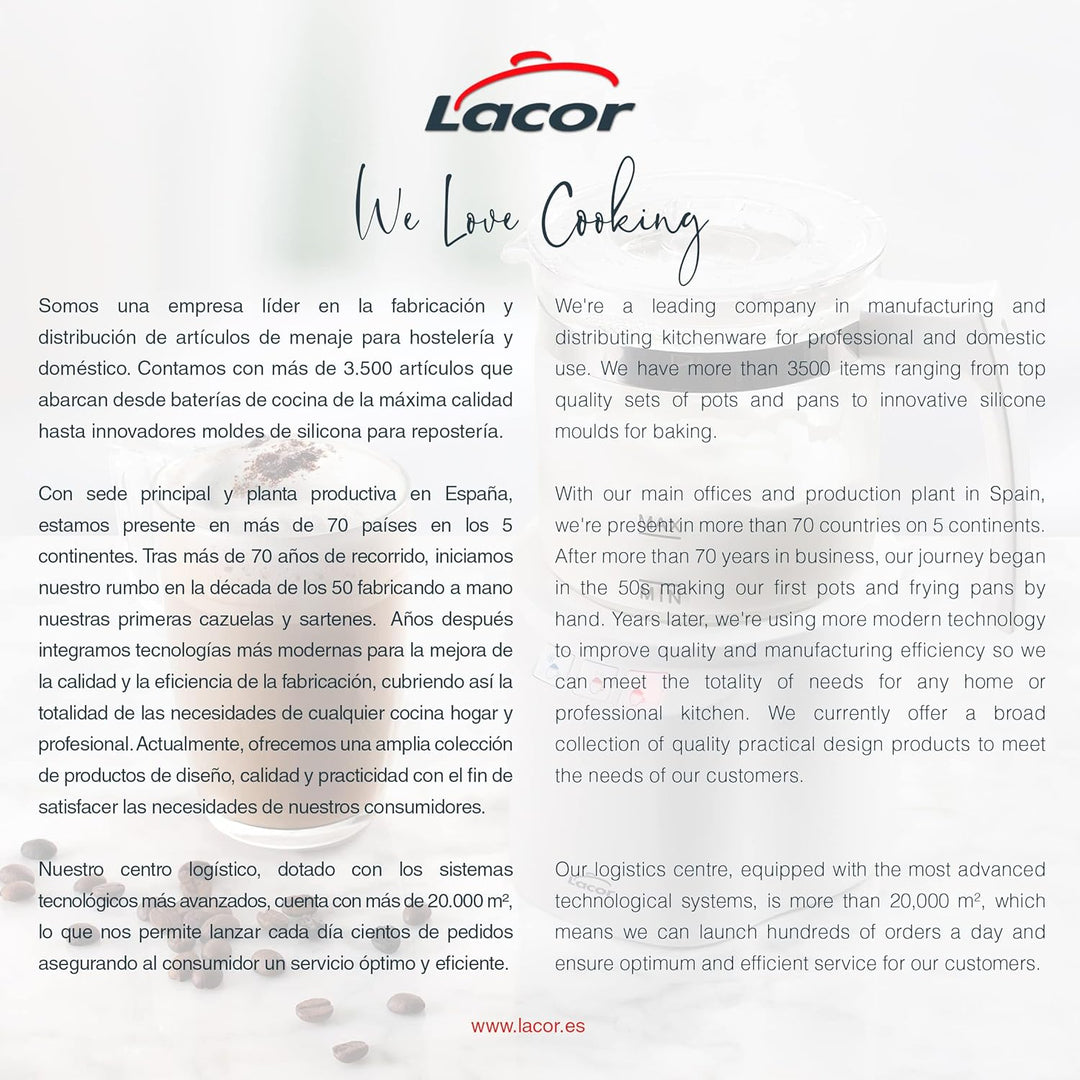 LACOR 69398 Mann 3-in-1 Milchaufschäumer mit Behälter, Edelstahlboden, luftdichter Deckel und ergono