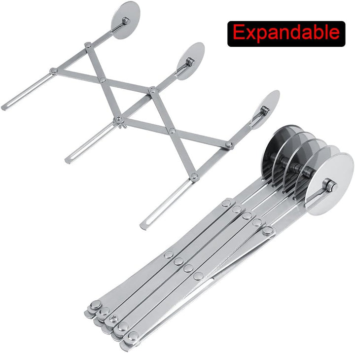 Haofy Teigschneider Pizzaschneider Edelstahl Teig Teiler 5 Rädchen Justierbar Cutter Rollenwerkzeuge