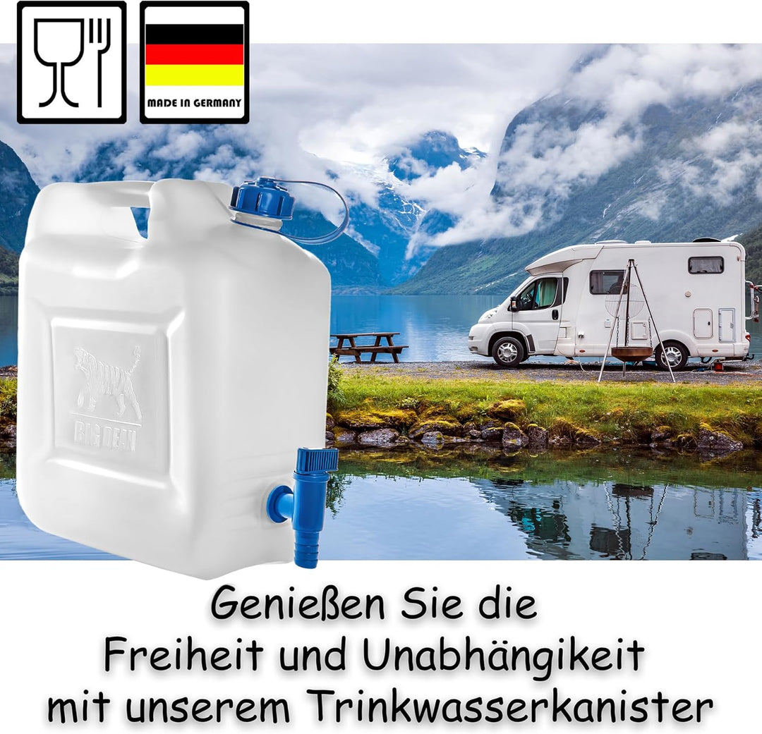 BigDean Wasserkanister 12l Trinkwasserbehälter, Trinkwasserkanister mit Hahn, Lebensmittelecht, geei