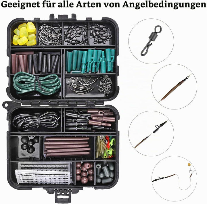 282stk Angelhaken Kit, Karpfen Angelzubehör Set inkl. Jig Haken, Bullet Bass Werfen Sinker Gewichte,