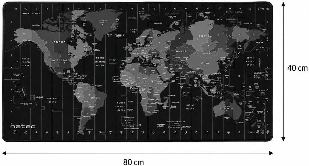 Natec Office Mouse Pad - Time Zone Map 800 x 400