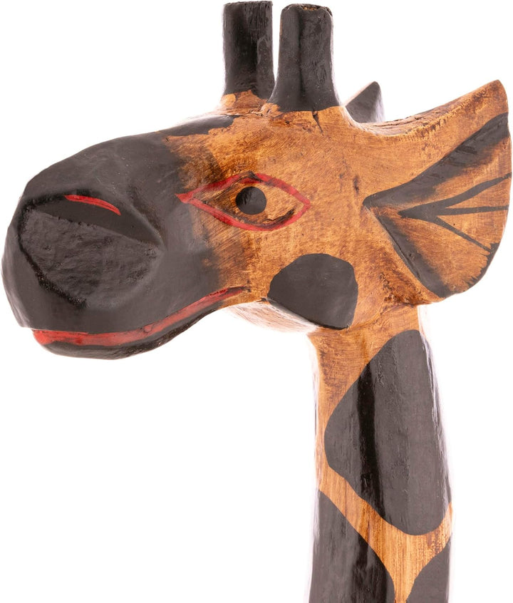 Nexos Trading Deko Giraffe Holzfigur Skulptur Afrika Handarbeit Grösse 120 cm – dunkel