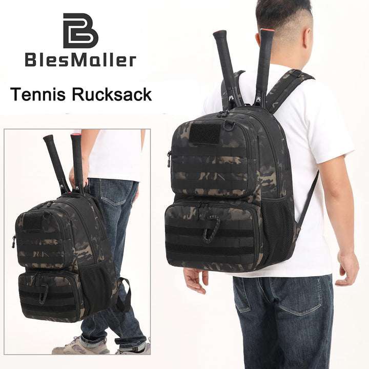 Tennistasche für Herren &amp; Damen taktischer Tennisrucksack mit Schuhfach | Sportrucksack mit Schläger
