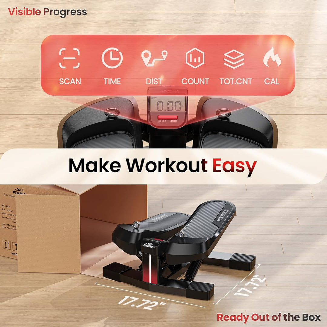FLYBIRD Treppenstepper für Übungen, Pro Twist Stepper Maschine mit Widerstandsband, 158,8 kg Gewicht