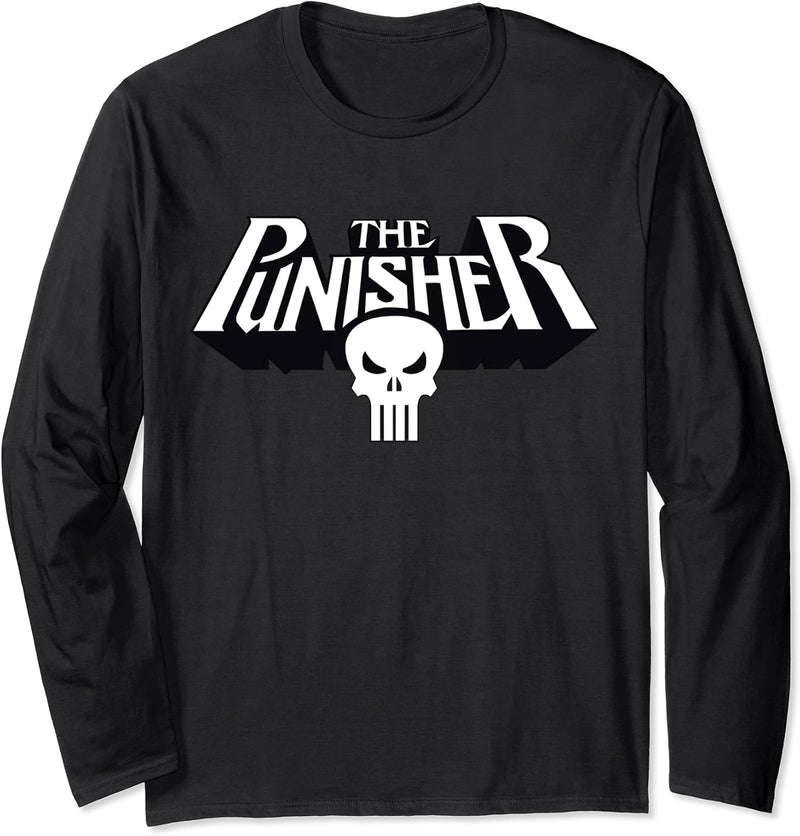 Marvel The Punisher Retro Classic Logo Clean Langarmshirt