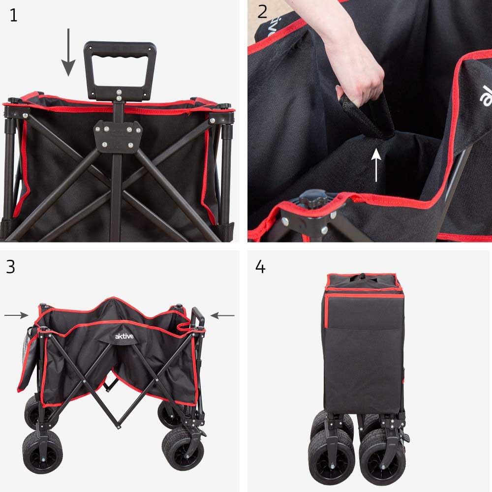 AKTIVE Strandtischwagen, Zum Transportieren von Strand-, Garten- oder Campingzubehör, Schwarz, 100 k