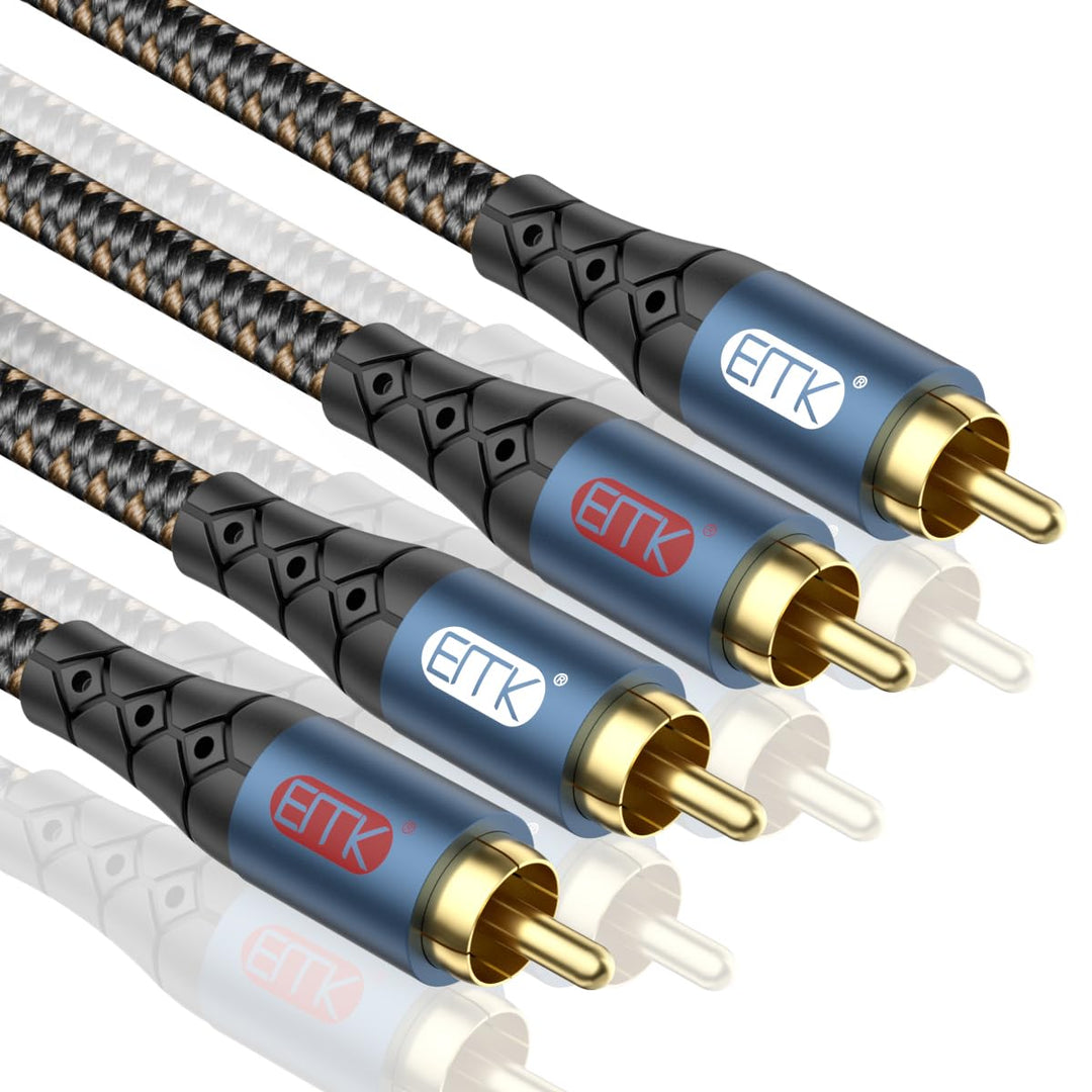 EMK 2Cinch Kabel Subwooferkabel Cinch Kabel RCA Verlängerungskabel 2x2 RCA(R&amp;L) Stecker Aluminium Ge