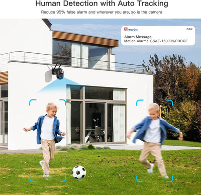 ctronics PTZ Überwachungskamera Aussen,1080P Kabellose IP WLAN Outdoor Kamera mit Automatische Verfo
