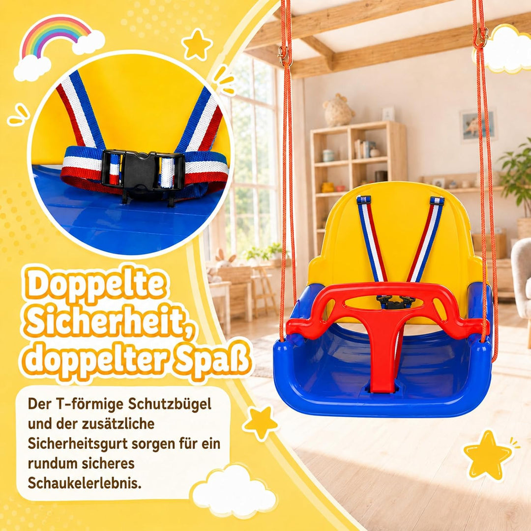 Trintion 3-in-1-Babyschaukel mit hoher Rückenlehne – für Garten und Spielplatz, inklusive Verstellba