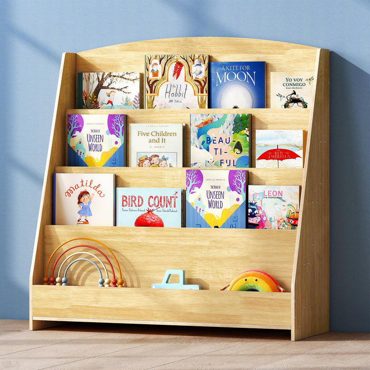 4 Tier Bücherregal Kinder Montessori Kinderregal 88cm Höhe, Kinderzimmer Spielzeug Aufbewahrung Büch
