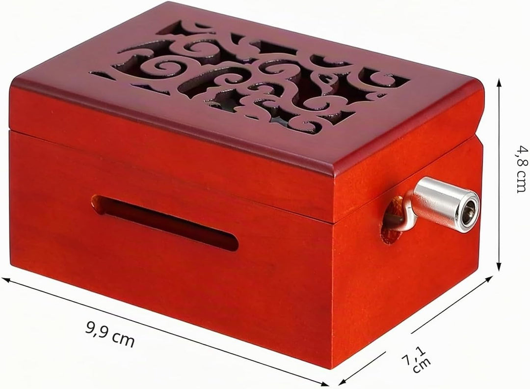 cuzit Antik graviert Vintage Holz Musik Box 15 beachten Bewegung Hand, Kurbel DIY Spieluhr machen YR