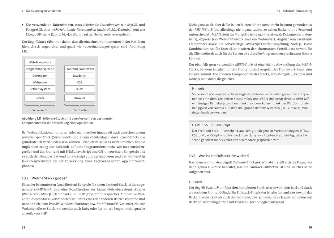 Fullstack-Entwicklung: Das Handbuch für Webentwickler in neuer Auflage. Über 800 Seiten Roadmap, Geb