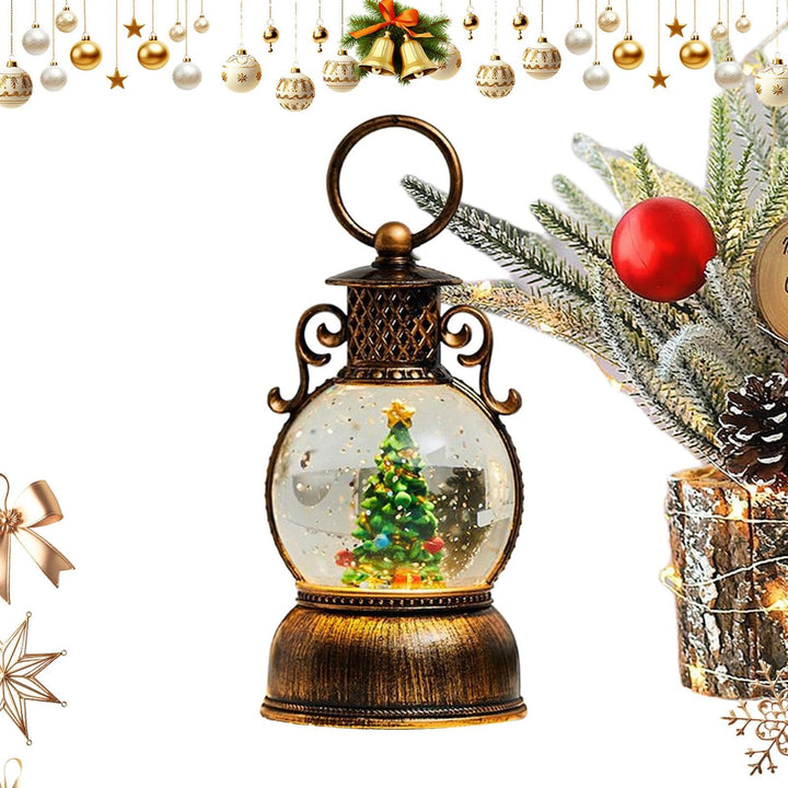 Weihnachts Schneekugel Laterne | 6-Stunden Timer mit Musik - Weihnachtliche Leuchtende Schneekugel D