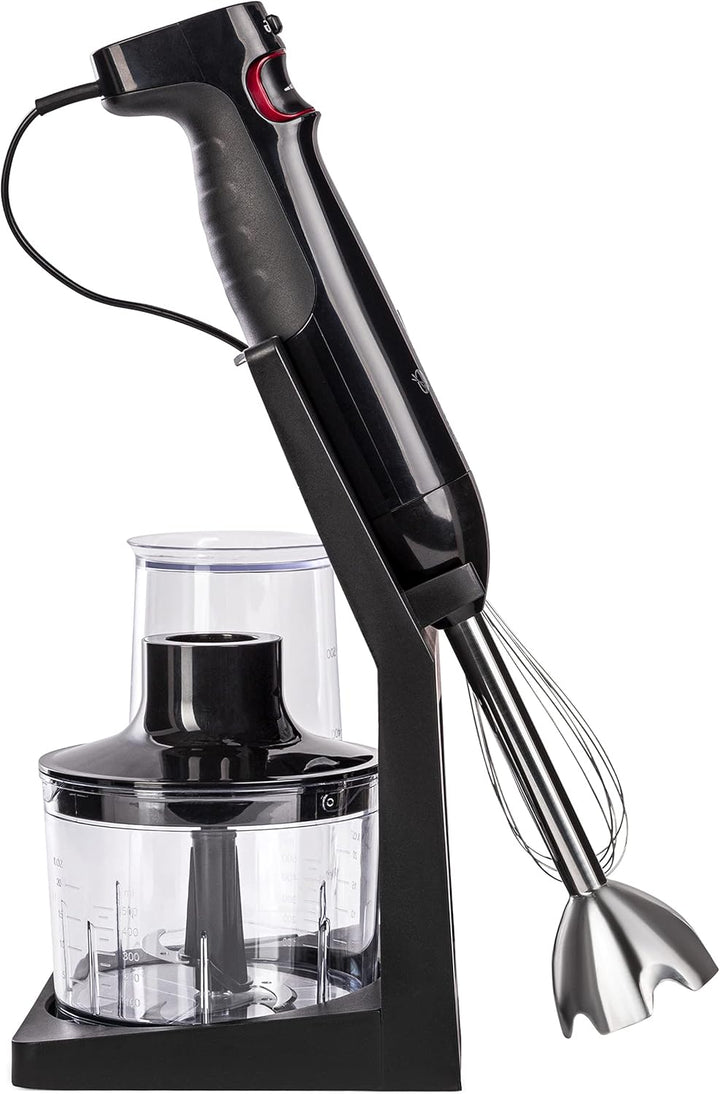 KeMar Stabmixer (1.000 Watt, Schwarz) Titan Klinge & Aufbewahrungsständer, Handstabmixer, Pürierstab