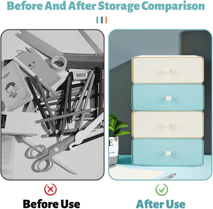 Schreibtisch Schubladenbox, Stapelbarer Organizer Drawer mit Etiketten, Grosse Kunststoff Office Bas