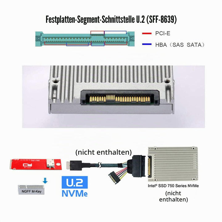 CY Adapter PCI-E 4.0 M.2 M-Key auf Oculink SFF-8612 SFF-8611 Host Adapter für PCIe Nvme SSD 2260 Bla