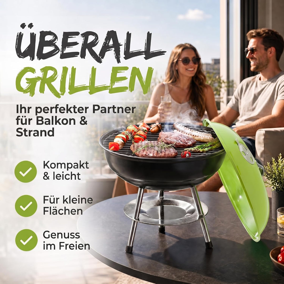 Micro BBQ Campinggrill Kugelgrill Mini Grill; Kompakter Reise Holzkohle-Grill Tischgrill Edelstahl e