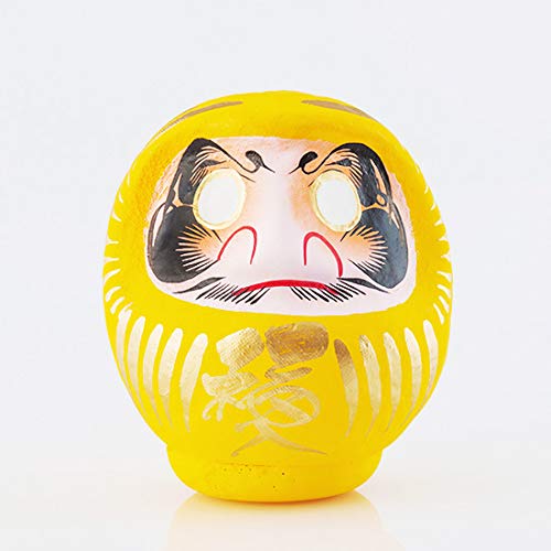 Daruma Japanischer Amulett 12 cm, Aus Pappmaché, Grösse 2 (Gelb), Gelb