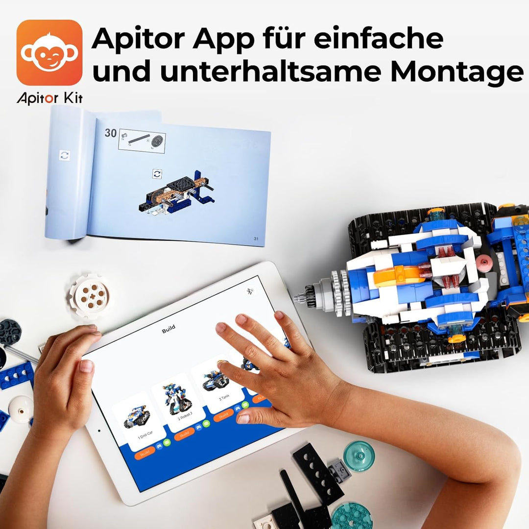 Robot J Programmierbarer Roboter für Kinder, 6-in-1 Kreativer Roboter Bausatz, App-Ferngesteuerter K