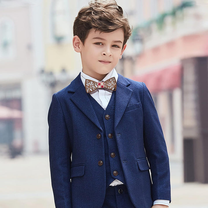 Mr.Van Klassische Holzfliege Set für Herren Jungen 2PCS, Kinderfliege Verstellbar Fliege für Hochzei