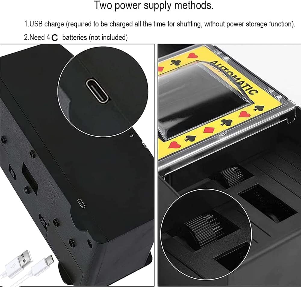 Automatischer Kartenmischer für 6 Decks - USB-C & Batteriebetrieb, Elektrischer Kartenschlucker für